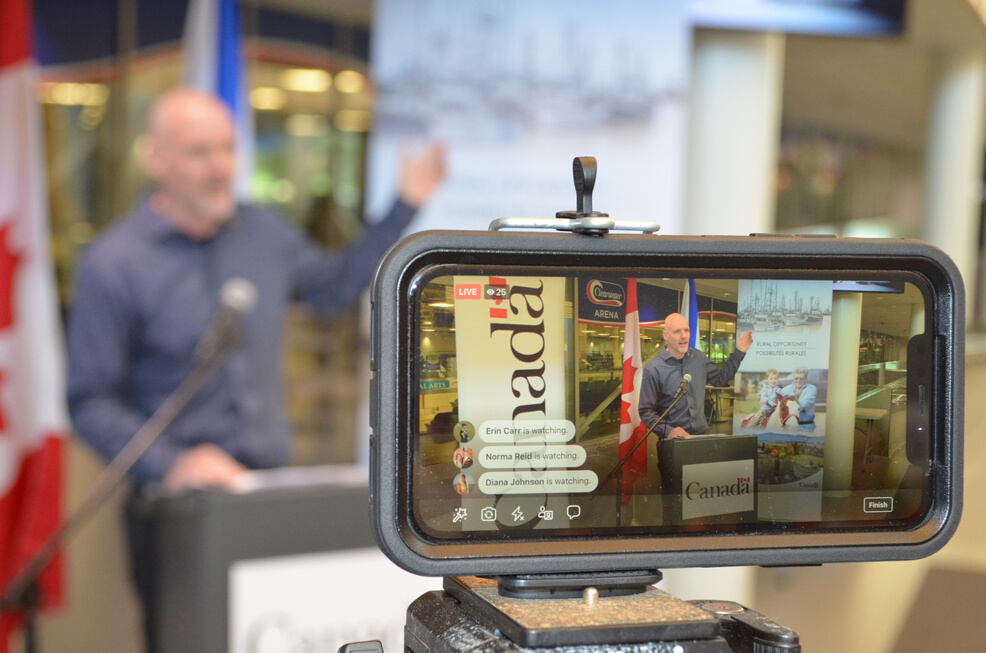 A camera records a video of Bridgewater's mayor, David Mitchell.