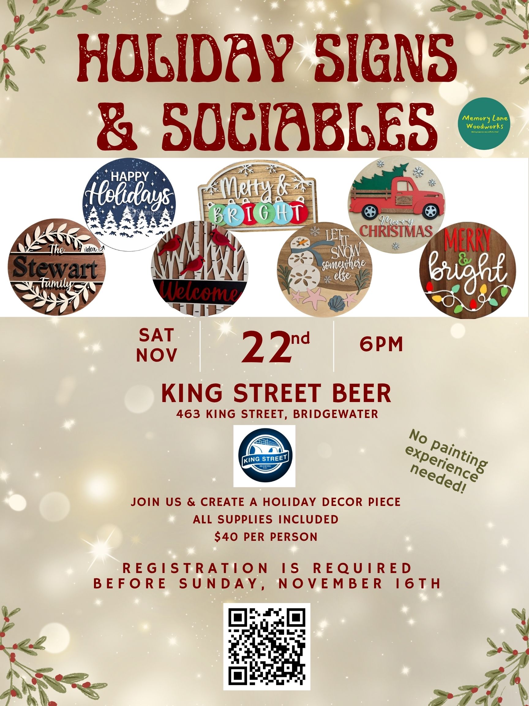 Holiday Signs & Sociables with Memory Lane Woodworks